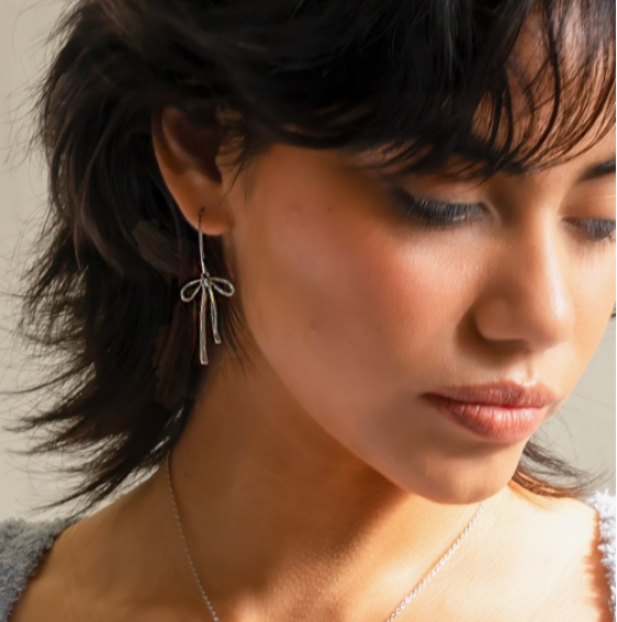 Bad to the "Bow"  White Gold Earrings