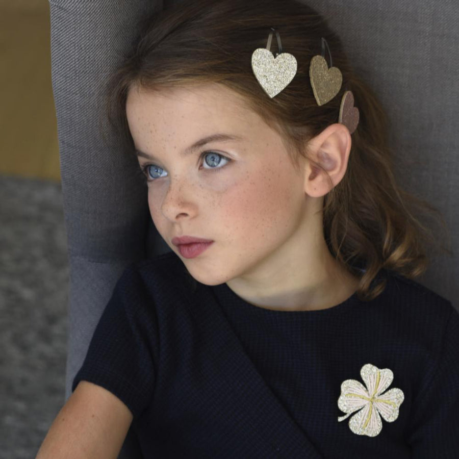 Barrette Cœur - Glitter rose