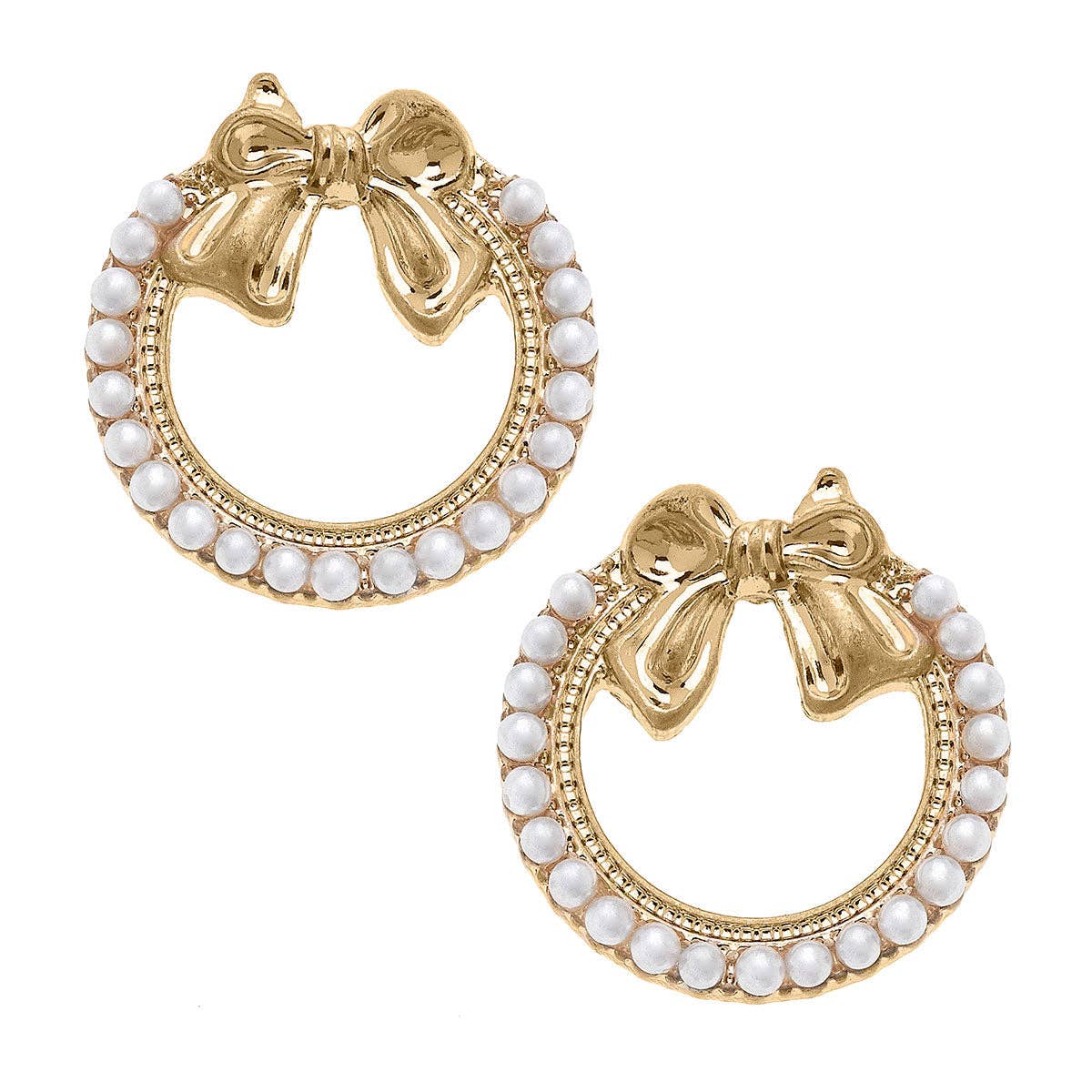 Rowen Pearl Bow Stud Earrings
