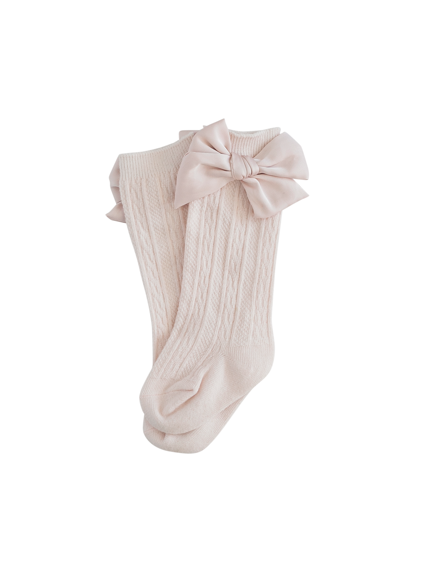 Marshmallow Pink Knee-High Sock with Satin Bow