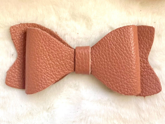 Salmon Colored Leather Bow