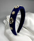 Navy Blue Jeweled Padded Headband