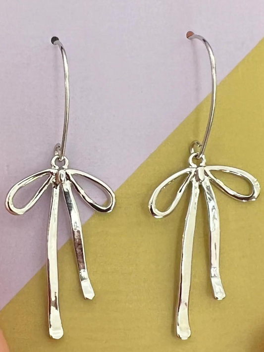 Bad to the "Bow"  White Gold Earrings