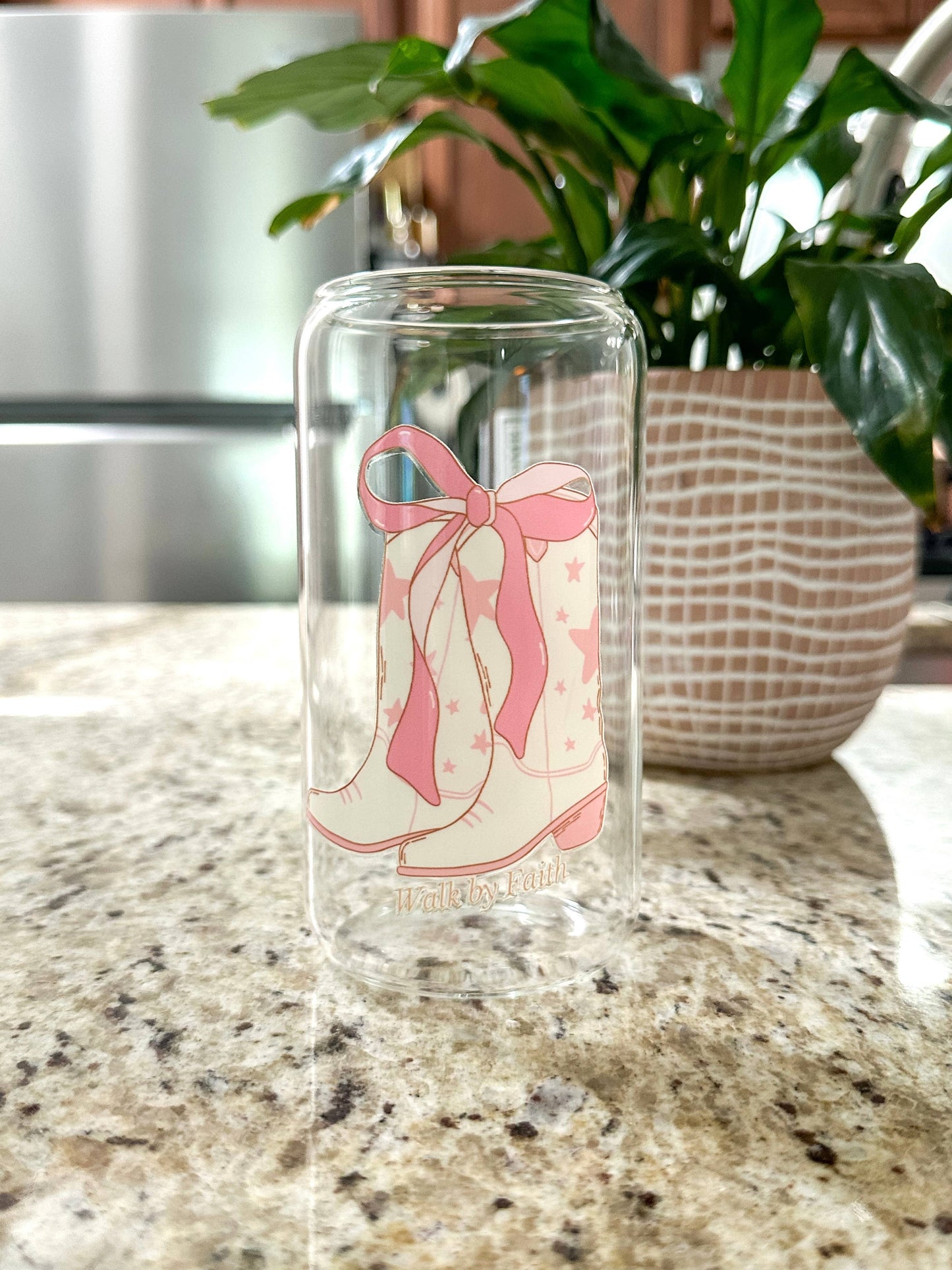 Walk by Faith Glass Cup