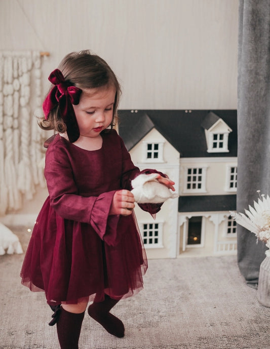 Ever After Linen Tutu Dress - Plum