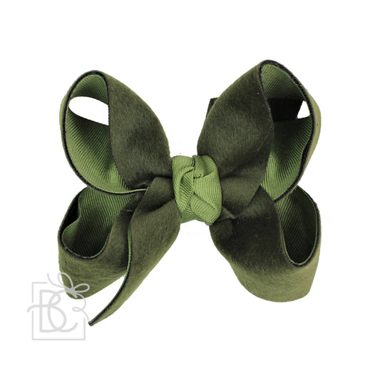 Moss Green Fur Bow