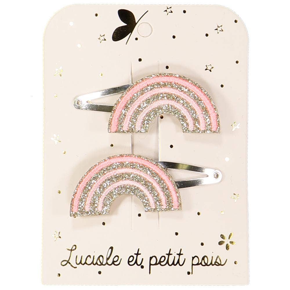 Barrettes arcs-en-ciel - Pastel rose