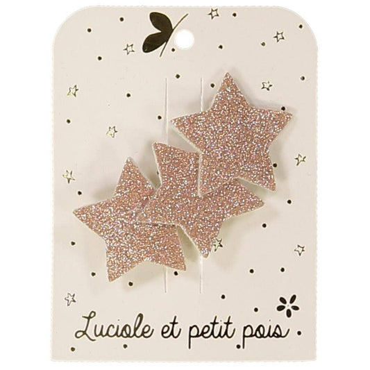 Barrette trois étoiles - Glitter rose