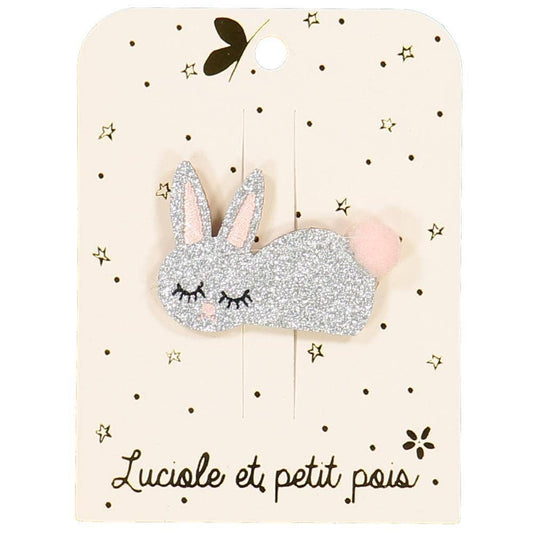 Barrette Lapin - Glitter argent