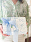 French Blue Bows Watercolor Wrapping Paper 3 Sheets