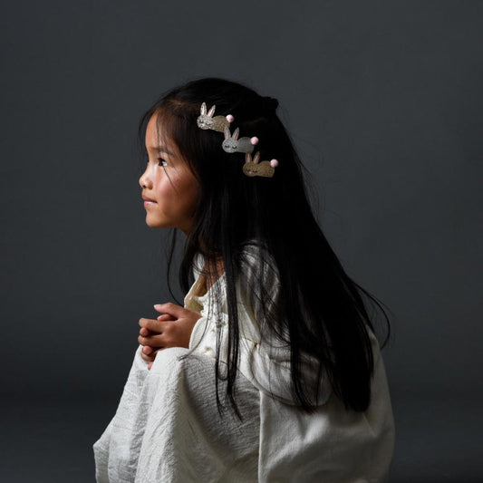 Barrette Lapin - Glitter argent