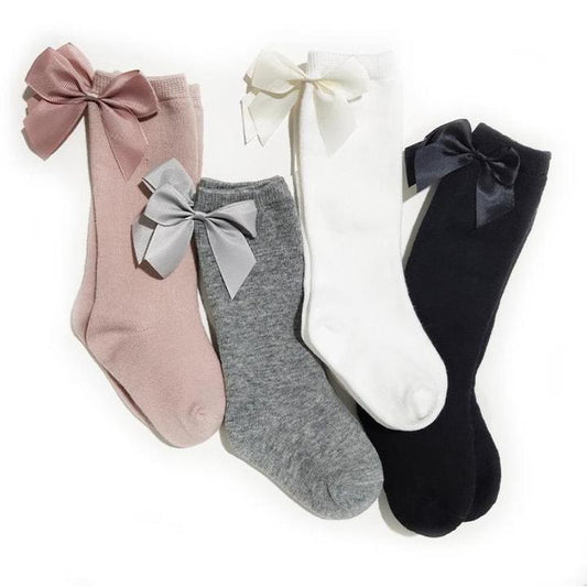 Bow Knee High Socks-Black