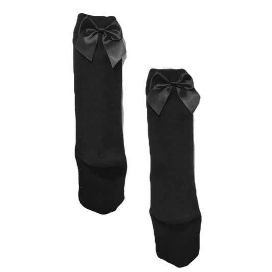 Bow Knee High Socks-Black