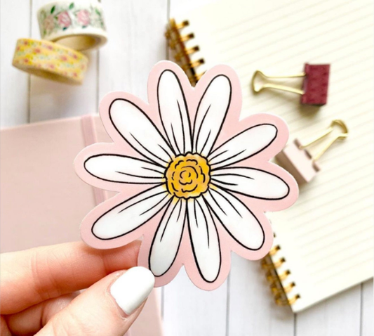 Pink Watercolor Daisy, 3x3 in.