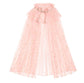 Sweet Pink's costume cape will instantly transform your little girl into the daintiest of princesses or superhero so she can rule in style. The light pink tulle is accented with beautiful gold confetti and stars and finished off with a the most dazzling gold glitter necktie.  One size fits children ages 3-6 years old
